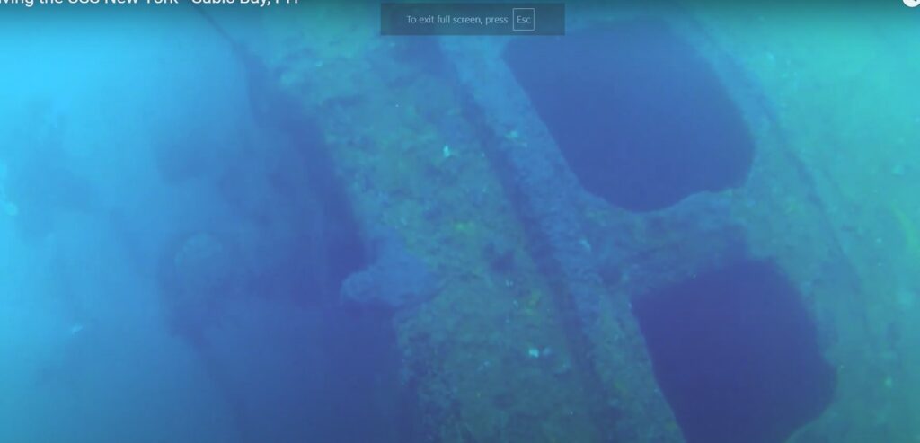 uss new york acr 2 aft gun entry subic bay wreck